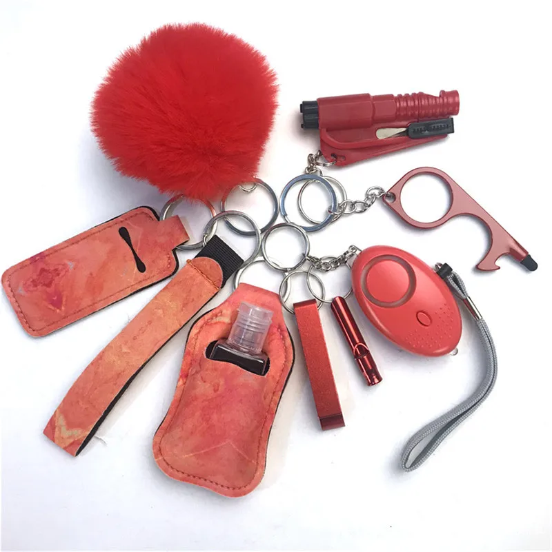 10Pcs-12Pcs/SET Self Defense Keychain Portable Girls' Self-Protection Keychain for Women Alarm Safe Key Ring Best Anti-wolf Gift