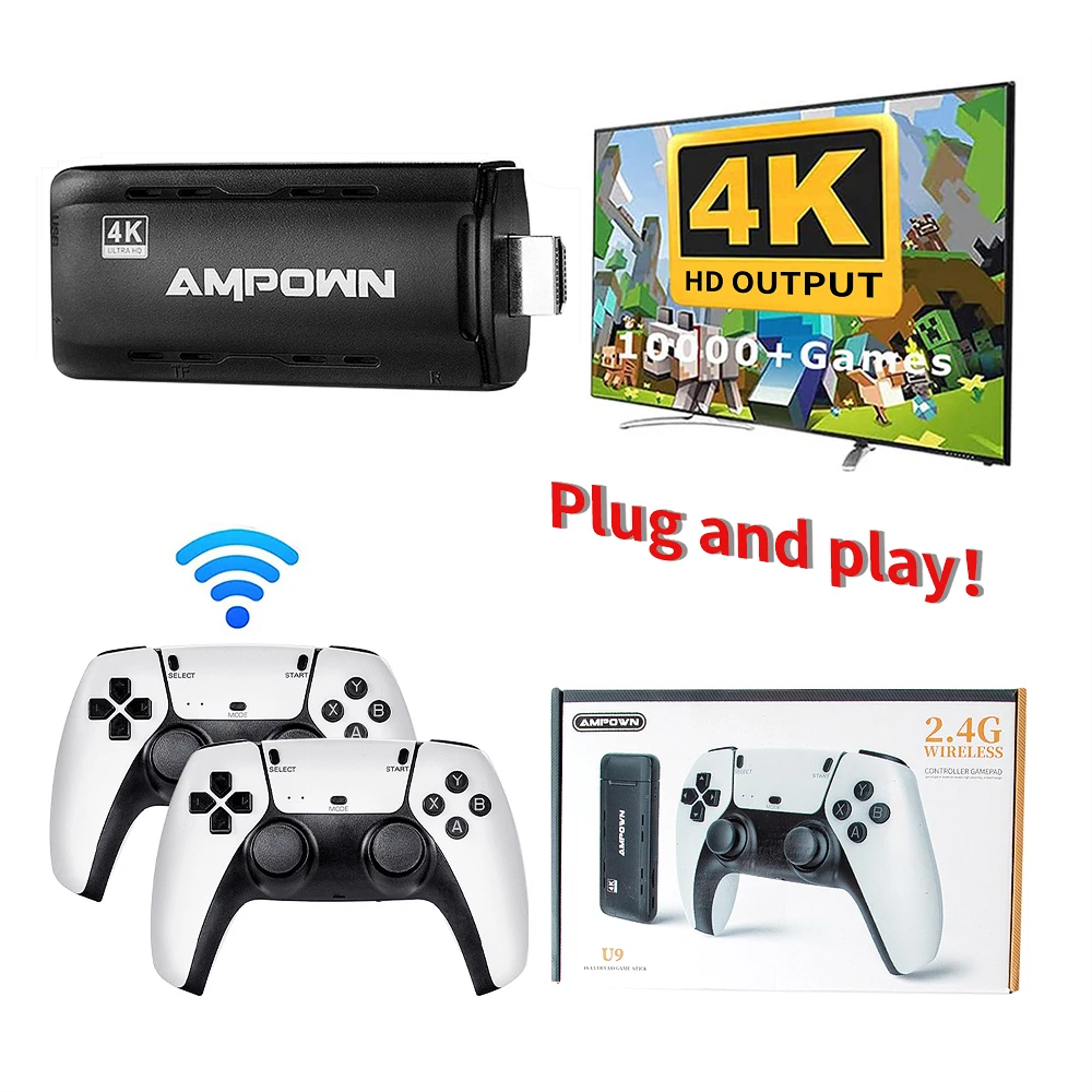 

4K HD Video Game Console 10000+ Games 2.4G Wireless Controller For PS1/FC/GBA Retro TV Game Console Game Sticks 64GB