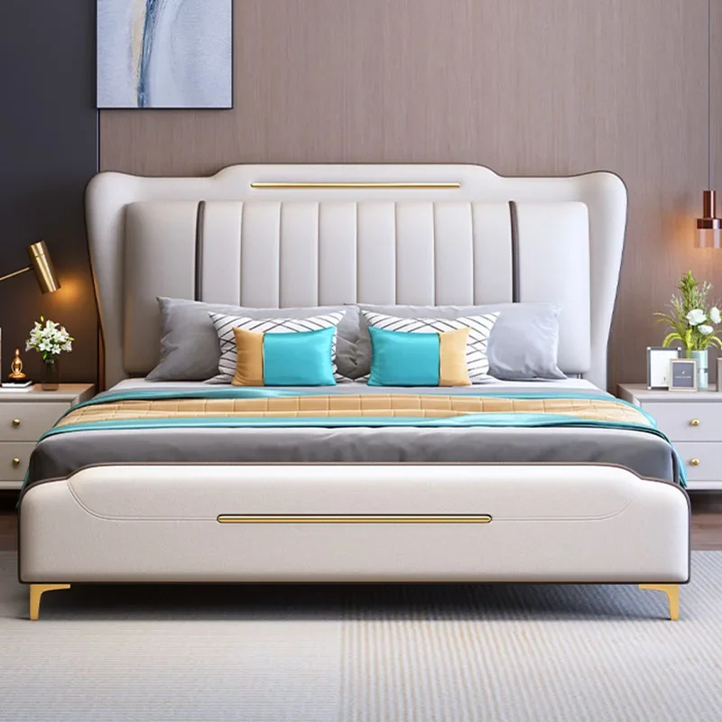 Роскошная детская двуспальная кровать Современная двухспальная с изголовьем