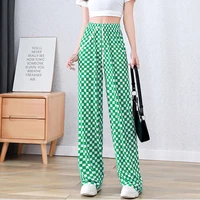wide leg pants womens summer thin section high waisted plaid drape thin mopping anti mosquito pants loose casual straight pants