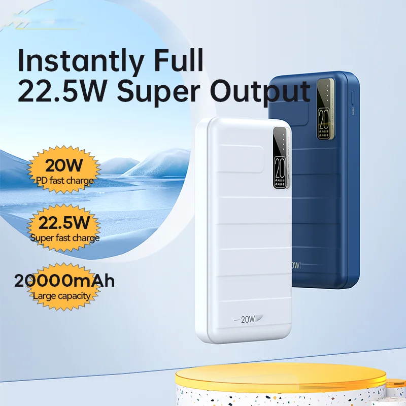 

22.5W Power Bank 20000mAh QC PD 20W QC Fast Charging Powerbank External Battery Pack For Huawei Iphone Xiaomi