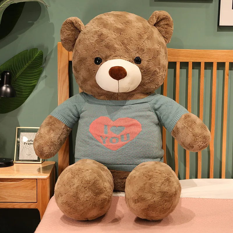 High Quality Huge 4 Colors Teddy Bear With Love Sweater Stuffed Animals Bear Plush Toys Doll Girl Lovers Baby Christmas Gift images - 6