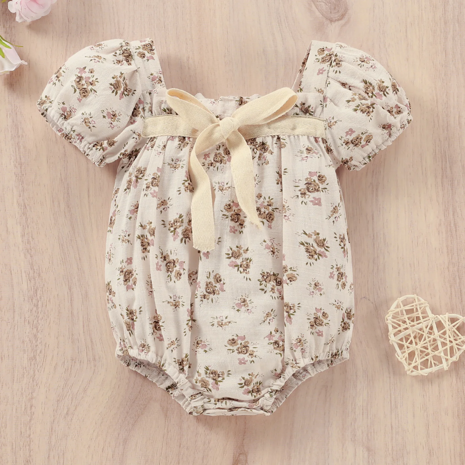 

Ins Style Newborn Baby Infant Toddlers Romper Cotton Short Sleeve Flower Print Creeper Suit Girls Crawling Kids Clothing Summer