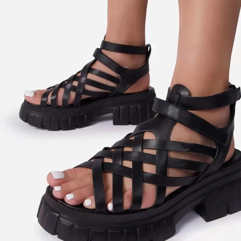 

2021 Woman Gladiator Platform Sandal Women Summer Beach Buckle Starp Flat Female Casual Solid Shoe Ladies Plus Size Footwear