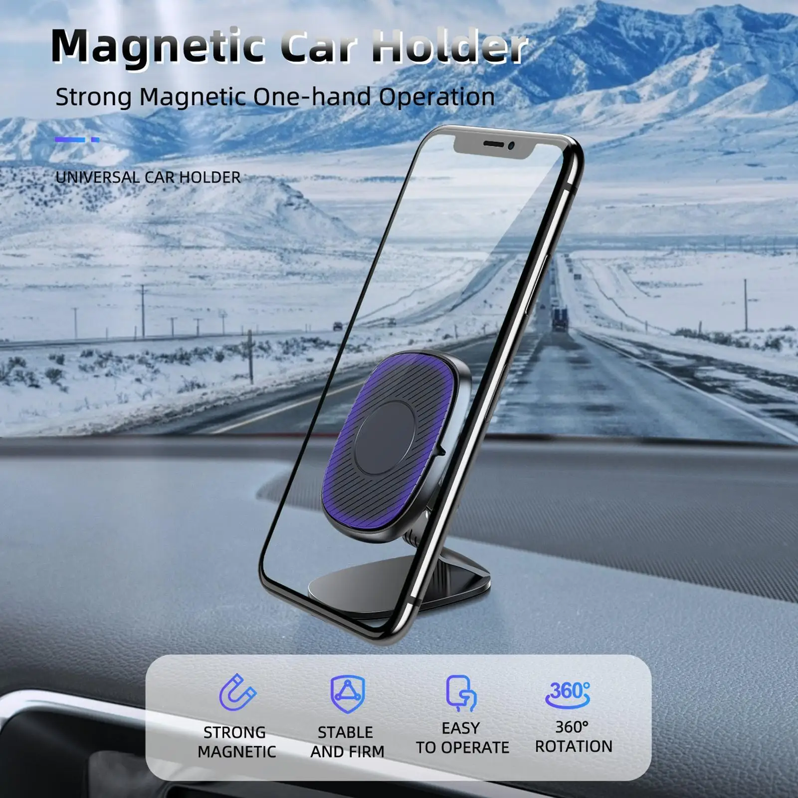 

Универсальный магнитный автомобильный держатель для телефона на 360 °, регулируемая Магнитная подставка для смартфона, подставка для сотово...