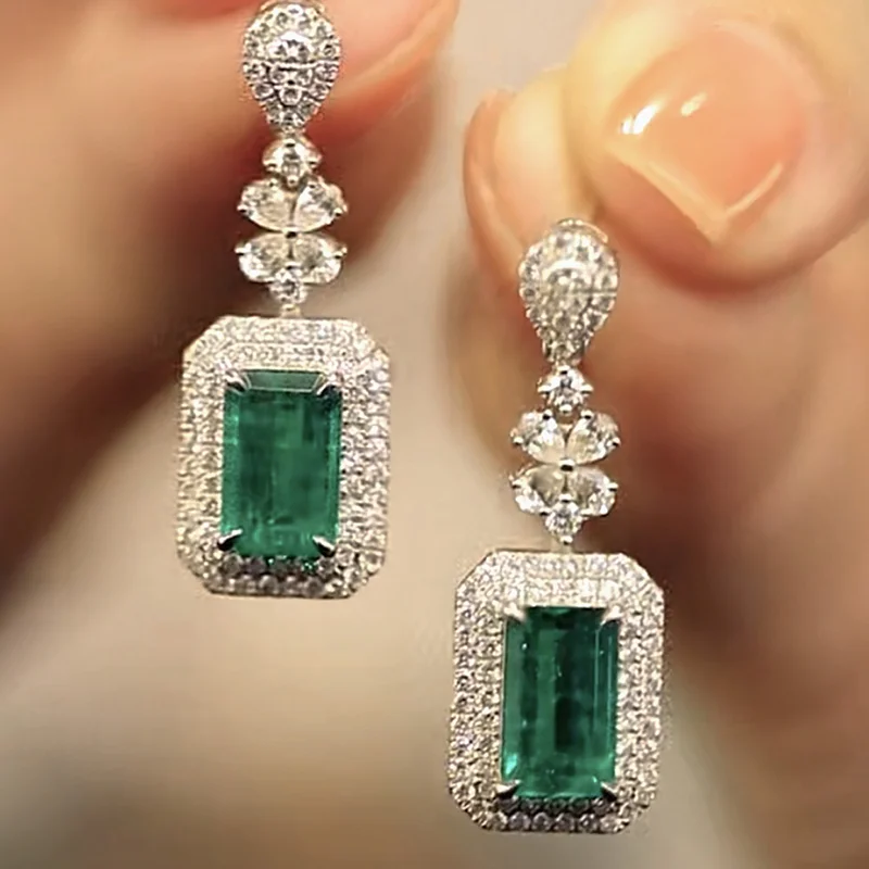 

Caoshi Gorgeous Bright Green Zirconia Earrings for Women Fashion Jewelry for Engagement Ceremony Party Luxury Accessories Gift