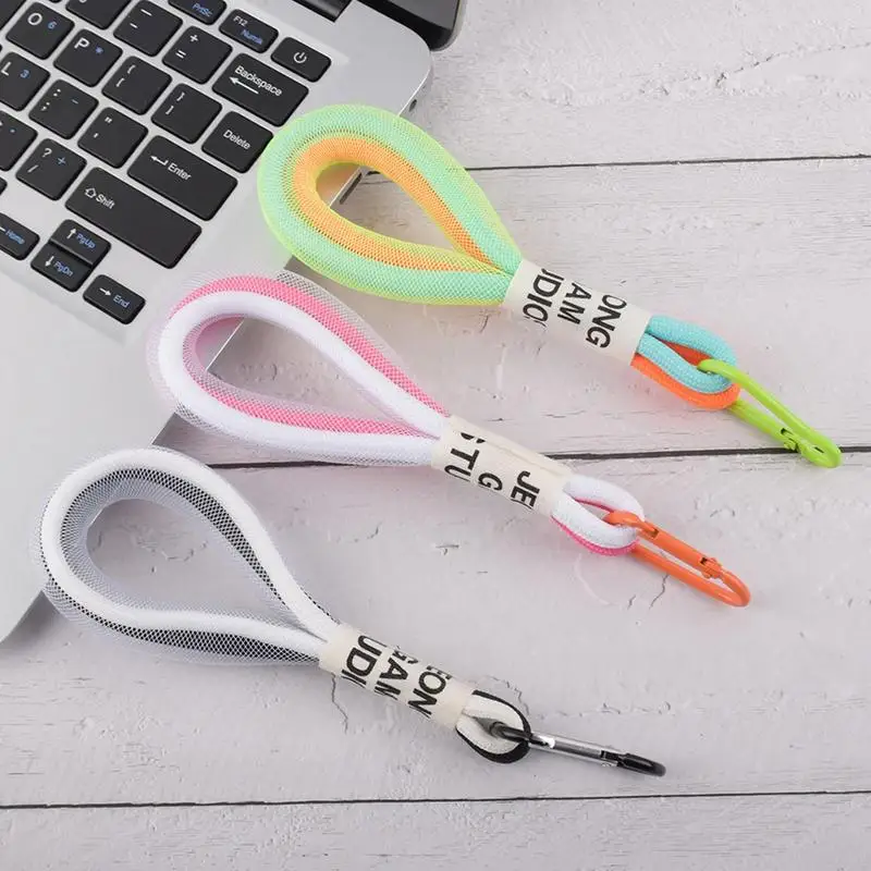 

Fluorescent Color Pendant Short Rope Mobile Phone Strap Key Chain Hand-woven Personality Solid Phone Straps For Keychain
