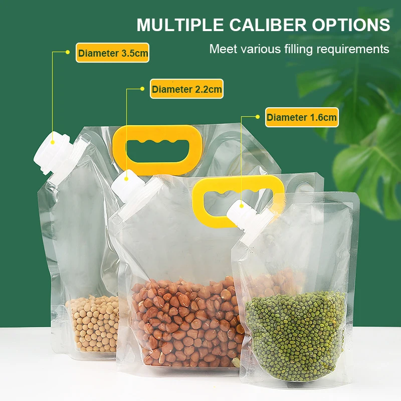 

Bags Food Packaging Reusable For Juice Milk Coffee Food Bean Cereals Nozzle Packing Bag Moisture-proof Kitchen Storage Bag