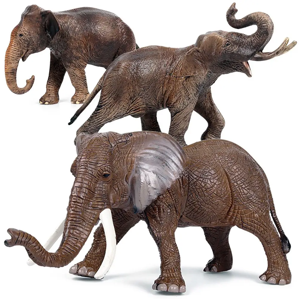

African Elephant Figurines Toy Simulation Lifelike Wildlife Asian Elephant Model Early Learning Zoo Scene Kids Toy Gift 1pc