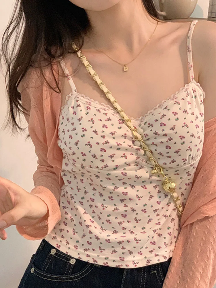 

8colors korean style camisole women Sexy Floral/Soild Bra tank top female summer 2022 sleeveless slim crop tops womens(X2434)