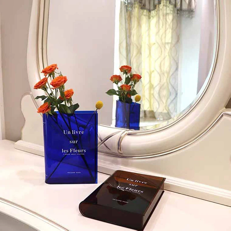 

Book Acrylic Flowers Vase Transparent Vase Nordic Europe Simple Home Decoration Modern Hydroponic Desktop Table Ornament Gifts