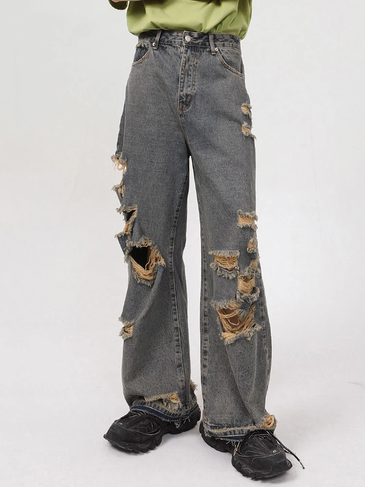 Four Seasons Men's Summer Casual Jeans Men New Korean Fashion Personality Straight Men Pants Retro Trousers INS Hot Sale JEANS