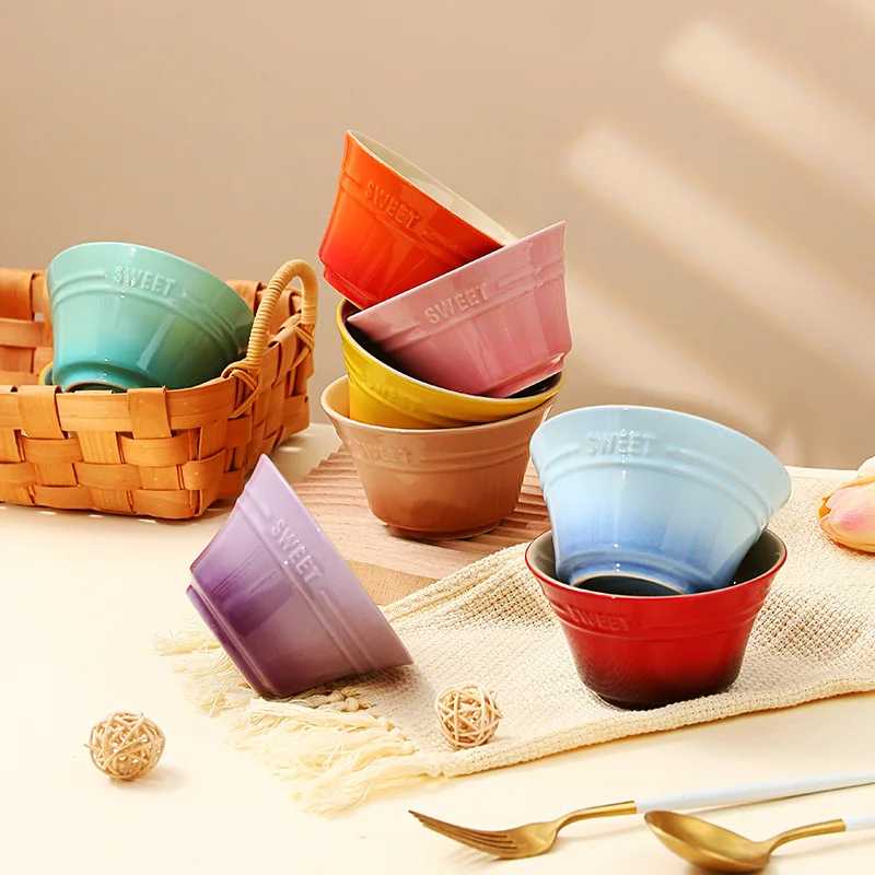 

4.5 inches Dessert Bowl 1 Pcs Ceramic Ice Cream Dinnerware Cute Small Snack Organizer Decorative Container Side Dishes Condiment