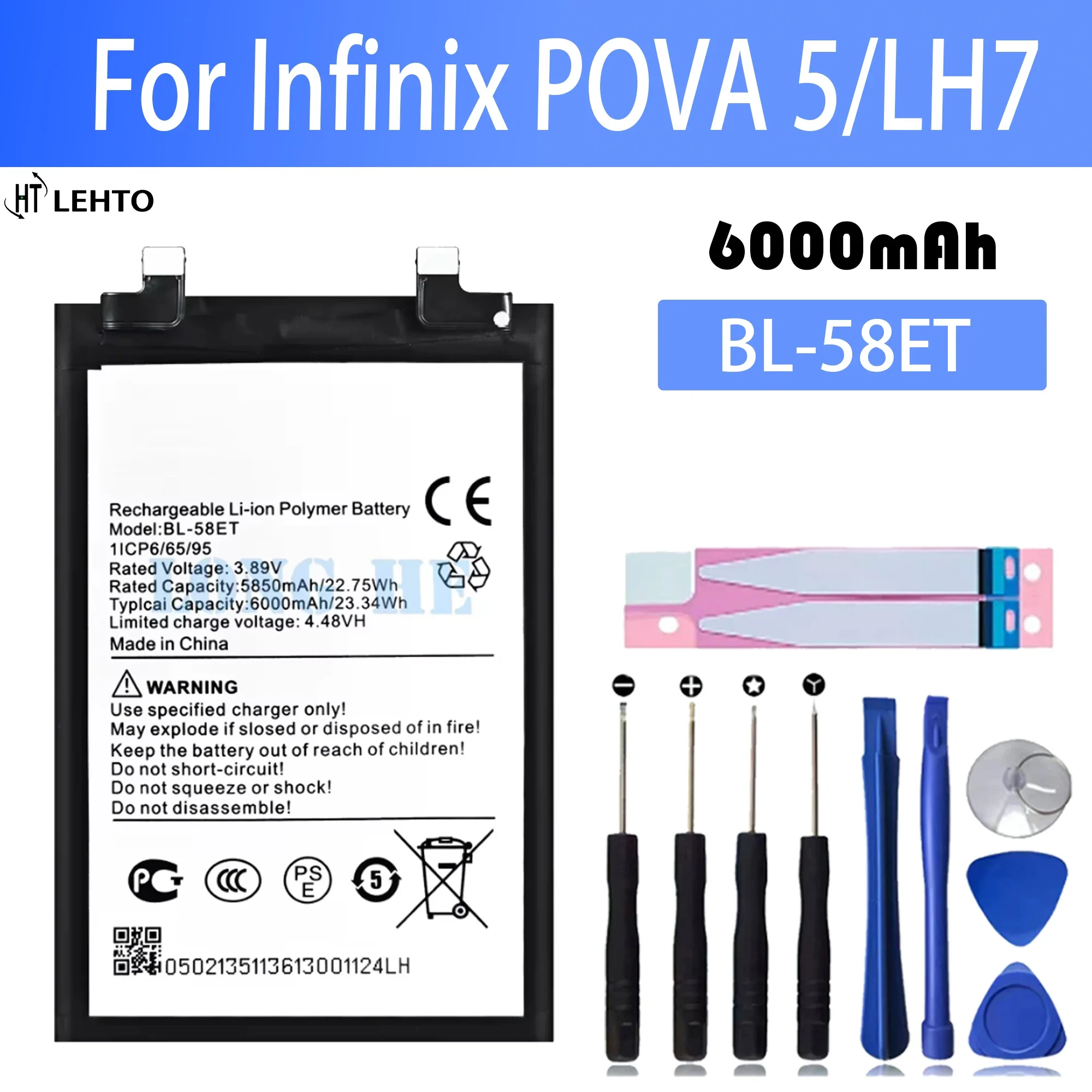 Новинка 100% Оригинальная батарея аккумулятор для Tecno POVA 5/LH7 + Бесплатные