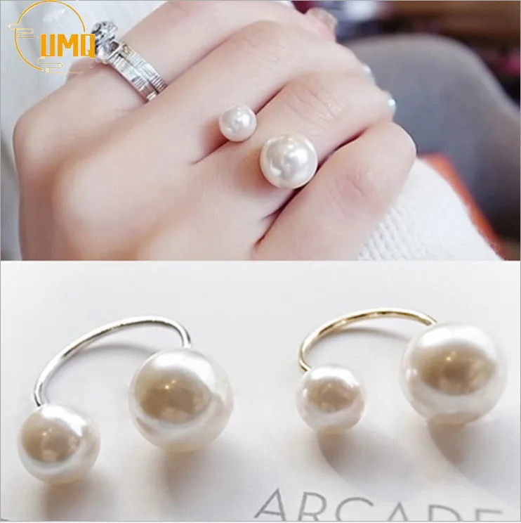 

High Quality Natural Double Pearl Rings for Women Fashion 925 Sterling Silver Ring for Women Female Girl Jewelry Simple Rings