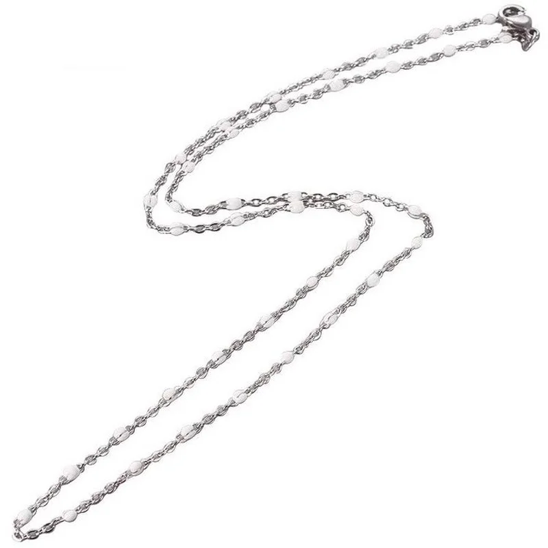 

10pcs Cable Chain Necklaces Stainless Steel Necklaces with Enamel Links and Lobster Claw Clasps for Women