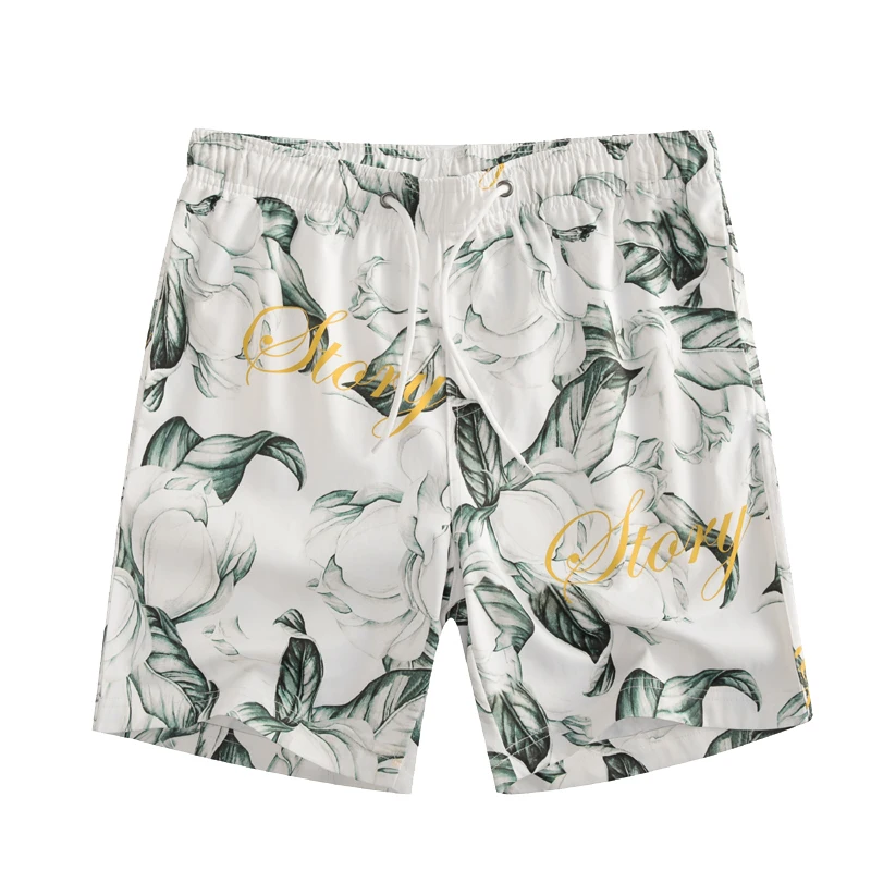 European and American men's wear summer 2022 new Leaf floral print slim beach pants Fashion casual shorts Five minutes of pants