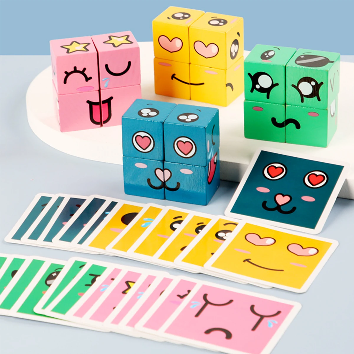 

Children Wooden Expression Puzzles Building Block Magic Face Cube Montessori Educational Toy For Trainning Logical Thinking kids