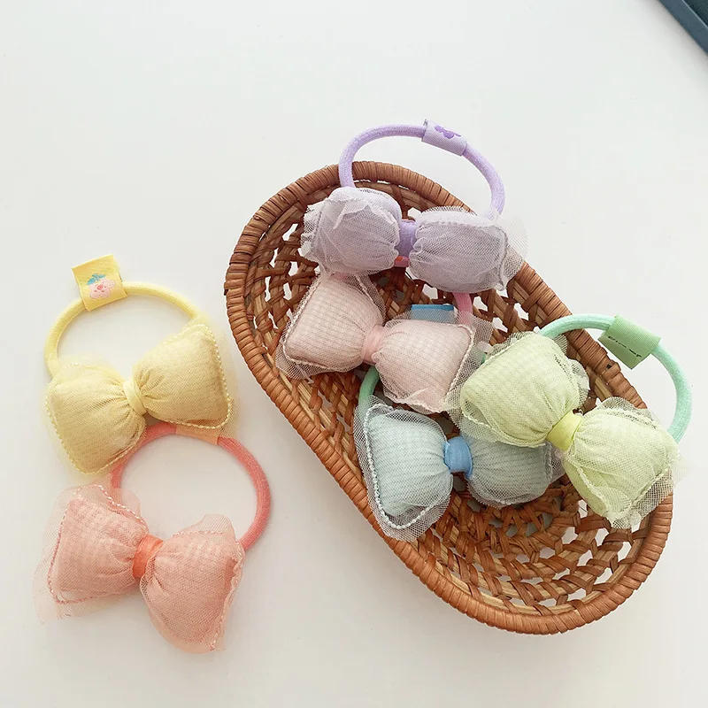 

Резинка для волос с бантом для девочек, милый тканевый головной убор принцессы из хлопчатобумажной пряжи в Корейском стиле, детский головно...