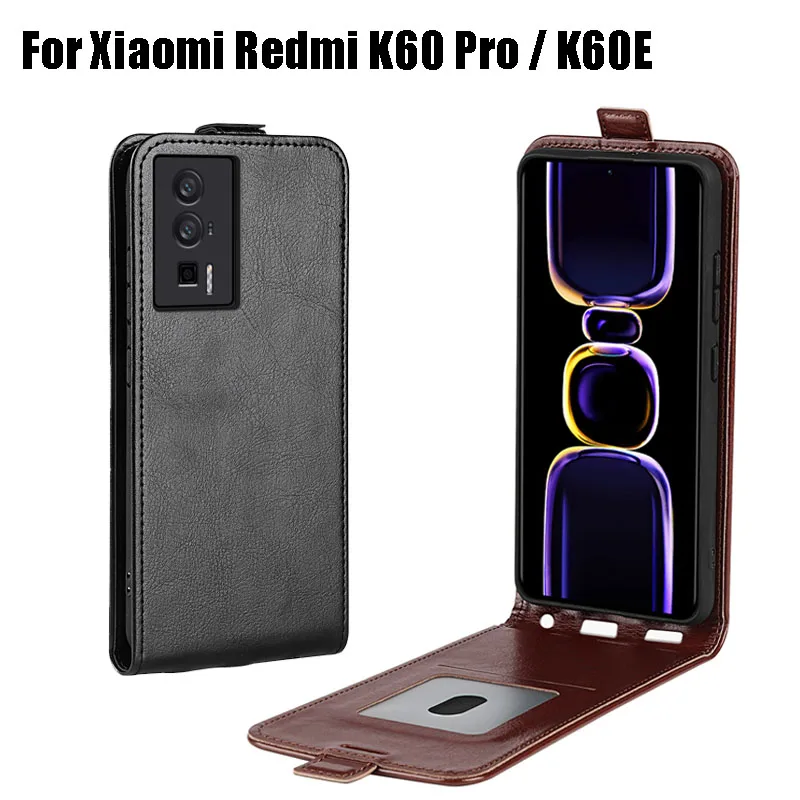 

Вертикальный чехол-книжка для Xiaomi Redmi K60 Pro K60e, противоударный Силиконовый протектор + Складные кожаные чехлы для Redmi K 60 E 2023