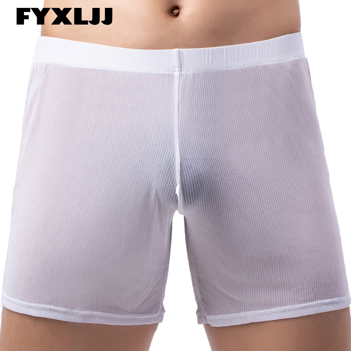 FYXLJJ Sexy Men Mesh Trunk Boxer Briefs Shorts Transparent Male Lounge Boxer Shorts Nightwear Sleep Bottom Man Mesh Sheer Boxers