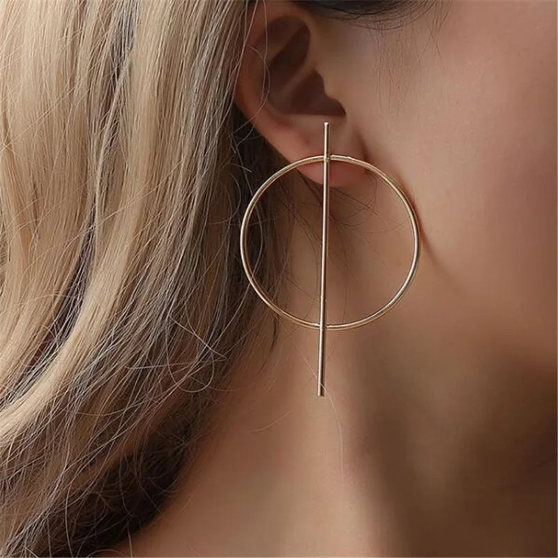 

Personality Geometry Big Circle Earrings for Women Punk Exaggerated Gold Color Silver Color Glamour Fashion Earrings Jewelry
