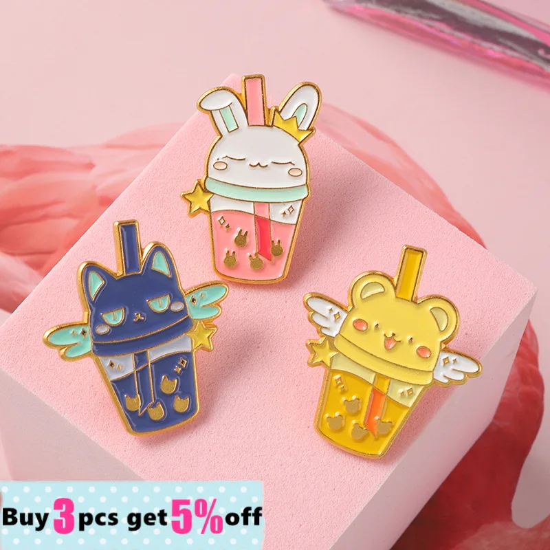 Оптовая продажа японское аниме эмалированная булавка снег кролик кот цербер