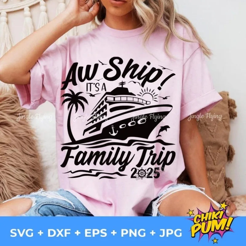 Фото Рубашка Aw Ship It's A Trip Svg Family Vacation Cruise 2025 года №1