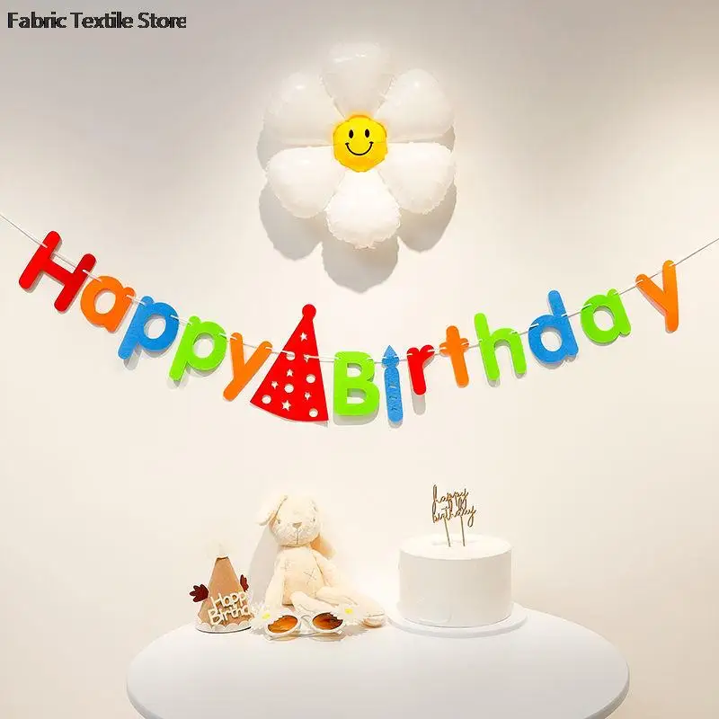 

Гирлянда для украшения детского дня рождения, лента, улыбка, Маргаритка вечерние Декоративная гирлянда, реквизит для фотографий, гирлянда н...