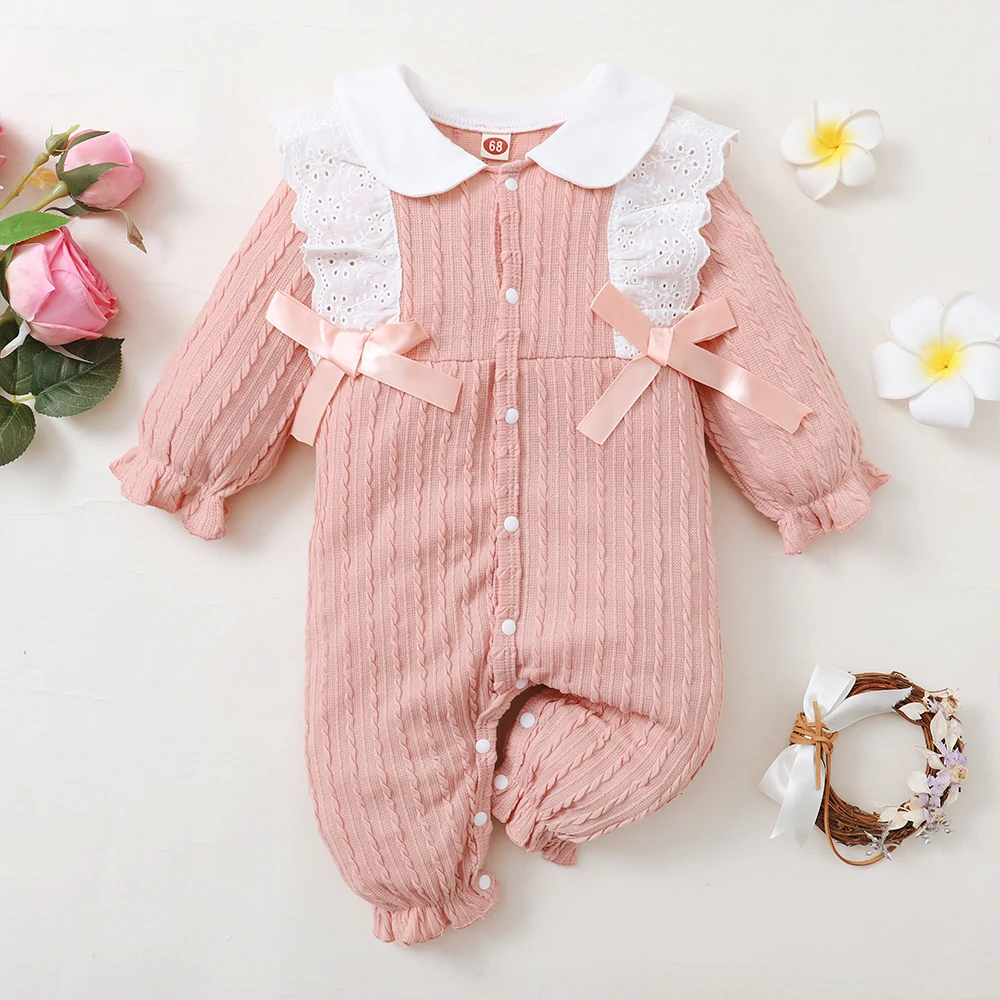 

Cute Baby Girl Newborn Clothes One Piece Romper Playsuit Overalls Cotton Long Sleeve Baby Jumpsuit Pink Toddler Infant Clothing