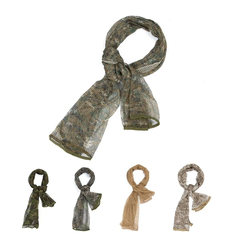 

190*90cm Scarf Cotton Military Camouflage Tactical Mesh Scarf Sniper Face Scarf Veil Camping Hunting Multi Purpose Hiking Scarve