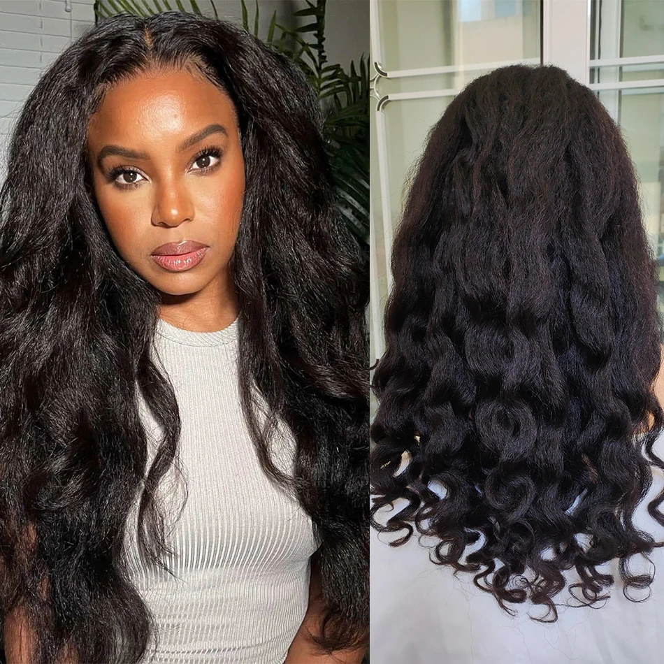 DreamDiana 100% Peruvian Human Hair Kinky Body Wave 13x4 HD Lace Front Wigs 200 Density Ombre Blond Yaki Wave Lace Frontal Wigs
