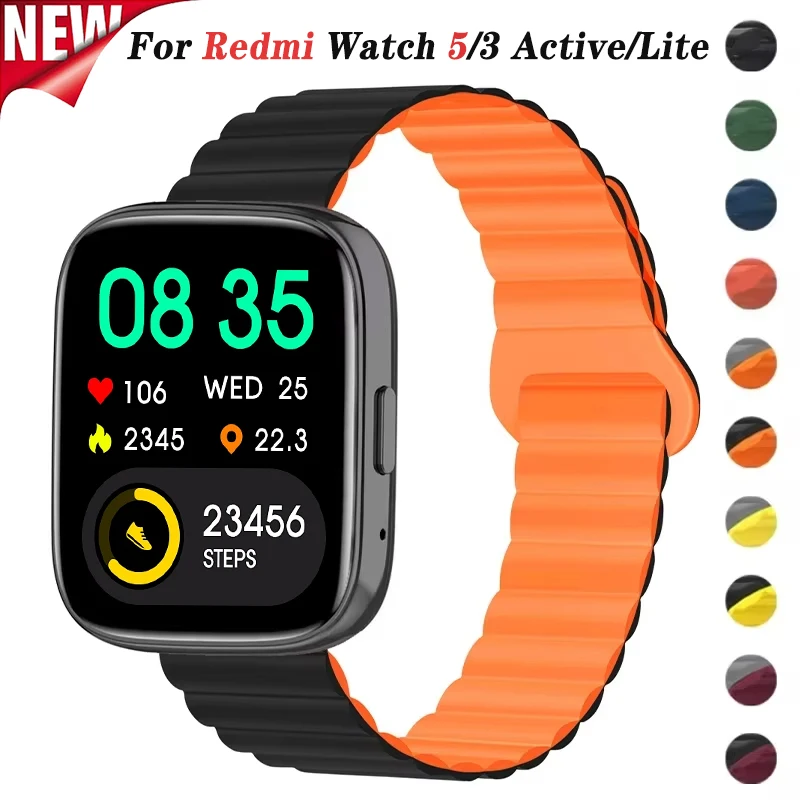 Магнитный силиконовый ремешок для Redmi Watch 5/3 Active Sport Loop 22 мм Watchand Браслет Xiaomi Lite