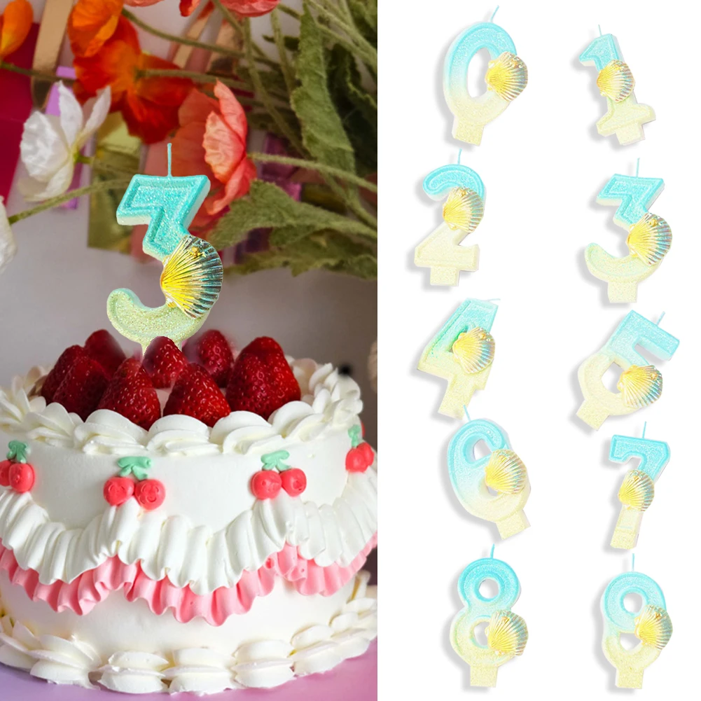

1 Pcs Shell Glitter Number 0-9 Birthday Candles Cake Toppers Birthday Wedding Digital Cakes Dessert Decor Birthday Decoration
