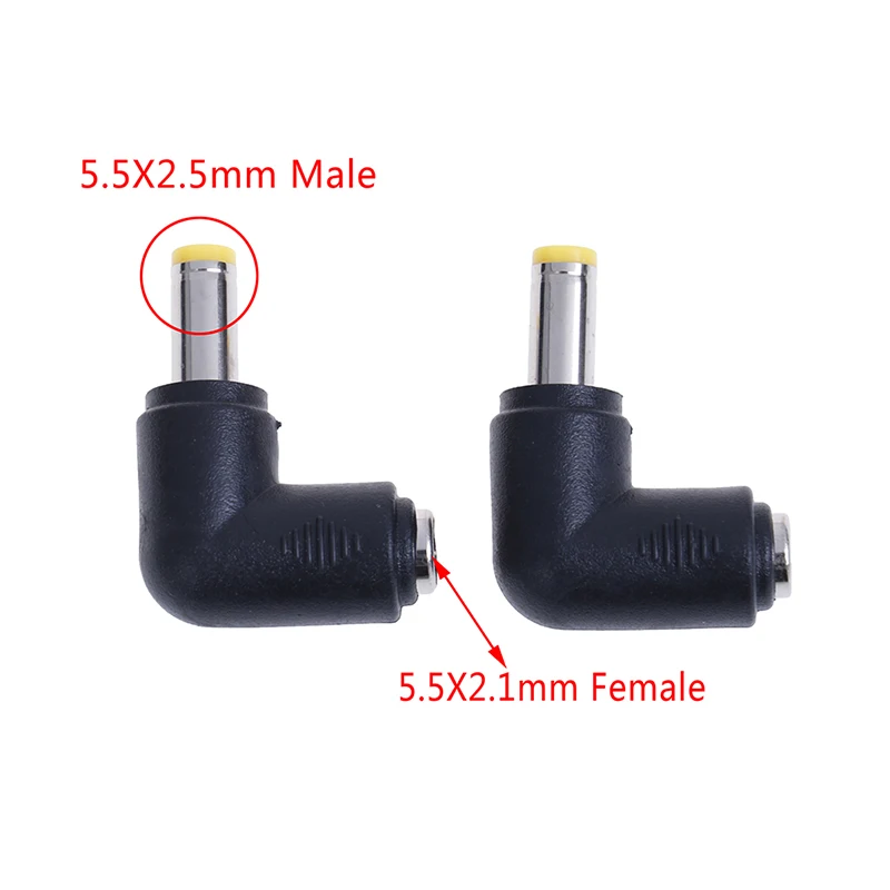 

2Pcs DC Power 5.5X2.1mm Female To 5.5X2.5mm Male Right Angle Adapter Connector