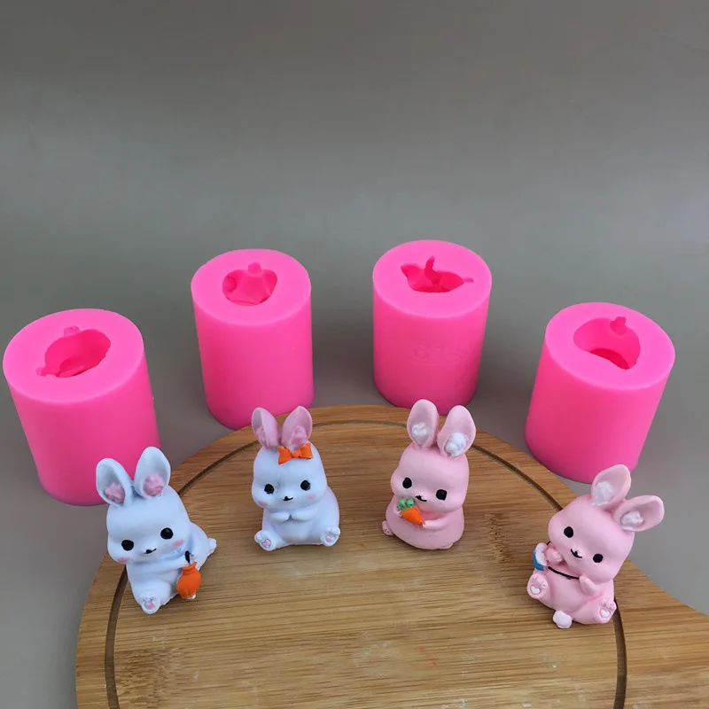 Силиконовая форма в виде кролика с бантом из редиса 3D капля шоколадного геля