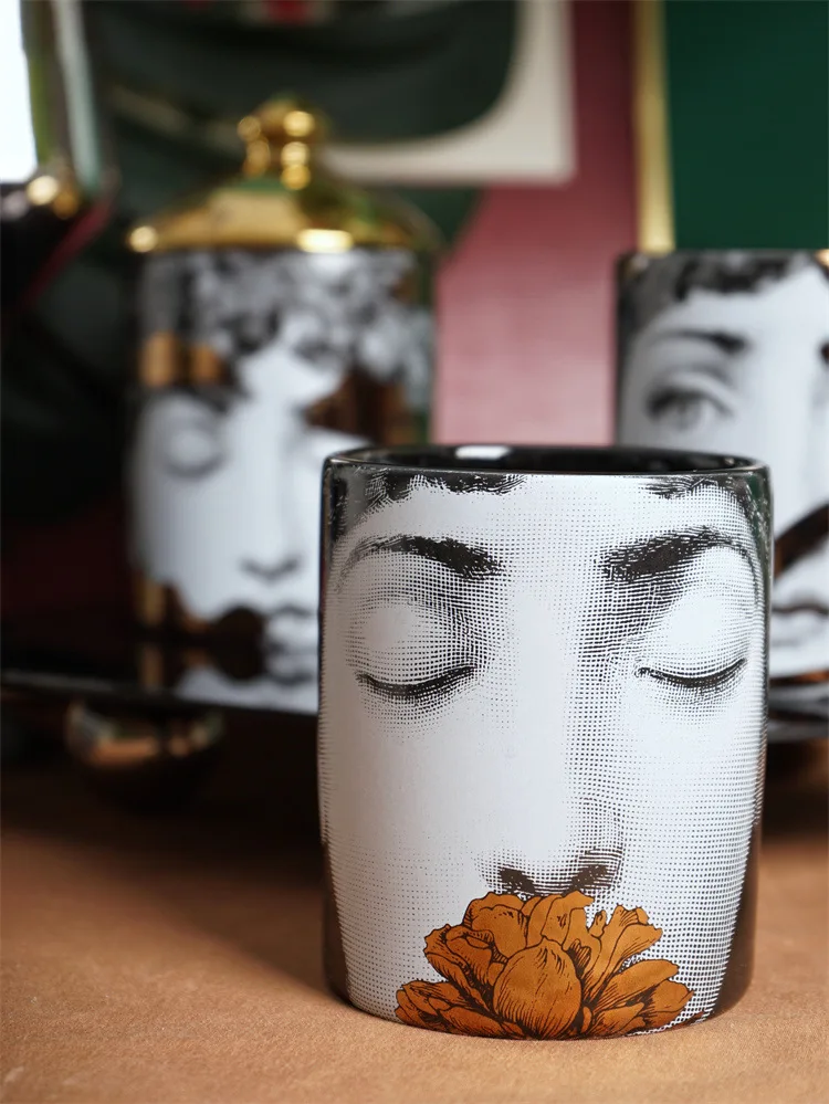 

European-Style Ceramic Ornaments Gathering Cotton Swab Can Storage Tank Storage Tank Home Ornament Decorations Ceramic Gold Jar