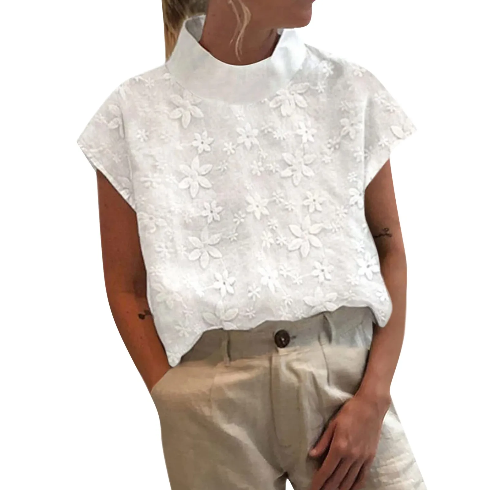 

Winter Shirts for Women Long Sleeve Women's Solid Color Summer Lace Embroidery Pullover Slim Fit Loose Work Tops Women