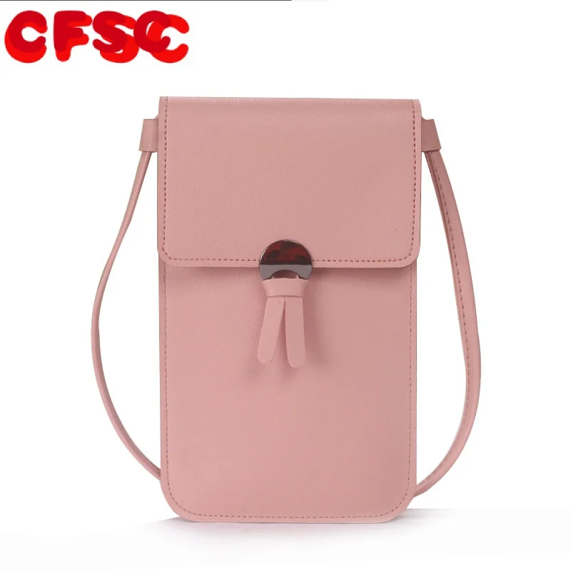 

Transparent Touch Screen Retro Simple Mobile Phone Bag Women PU Chain Messenger Bags Small Flap Bag Mini Shoulder Bag