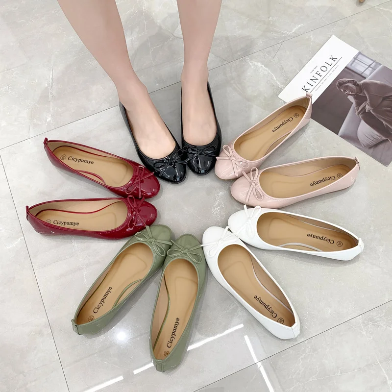 

Solid Color Flat Shoes Women Ballerinas Round Toe Bowtie Slip on Ballet Flats Lazy Loafers Moccasins Ladies Casual Flats Shoes