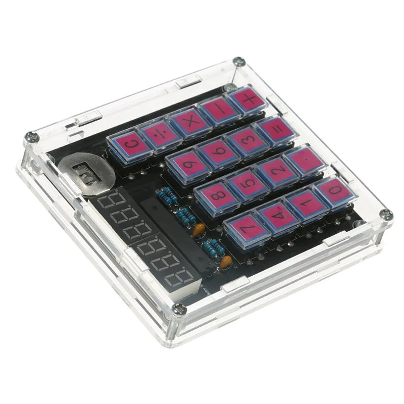 

DIY Набор калькулятора цифровой трубчатый Калькулятор Встроенный CR2032 кнопочный элемент с прозрачным чехлом калькулятор