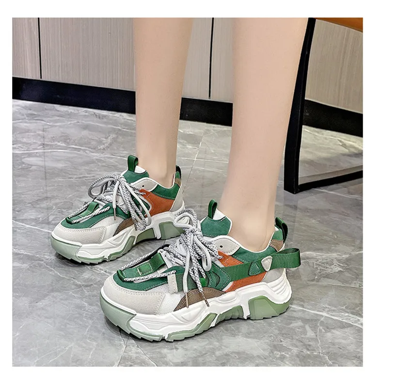 

Women 2022 Fashion Platform Shoes Comfortable Chunky Sneakers Breathable Colorful dad shoes Casual Shoes Brand Old Dad Shoes