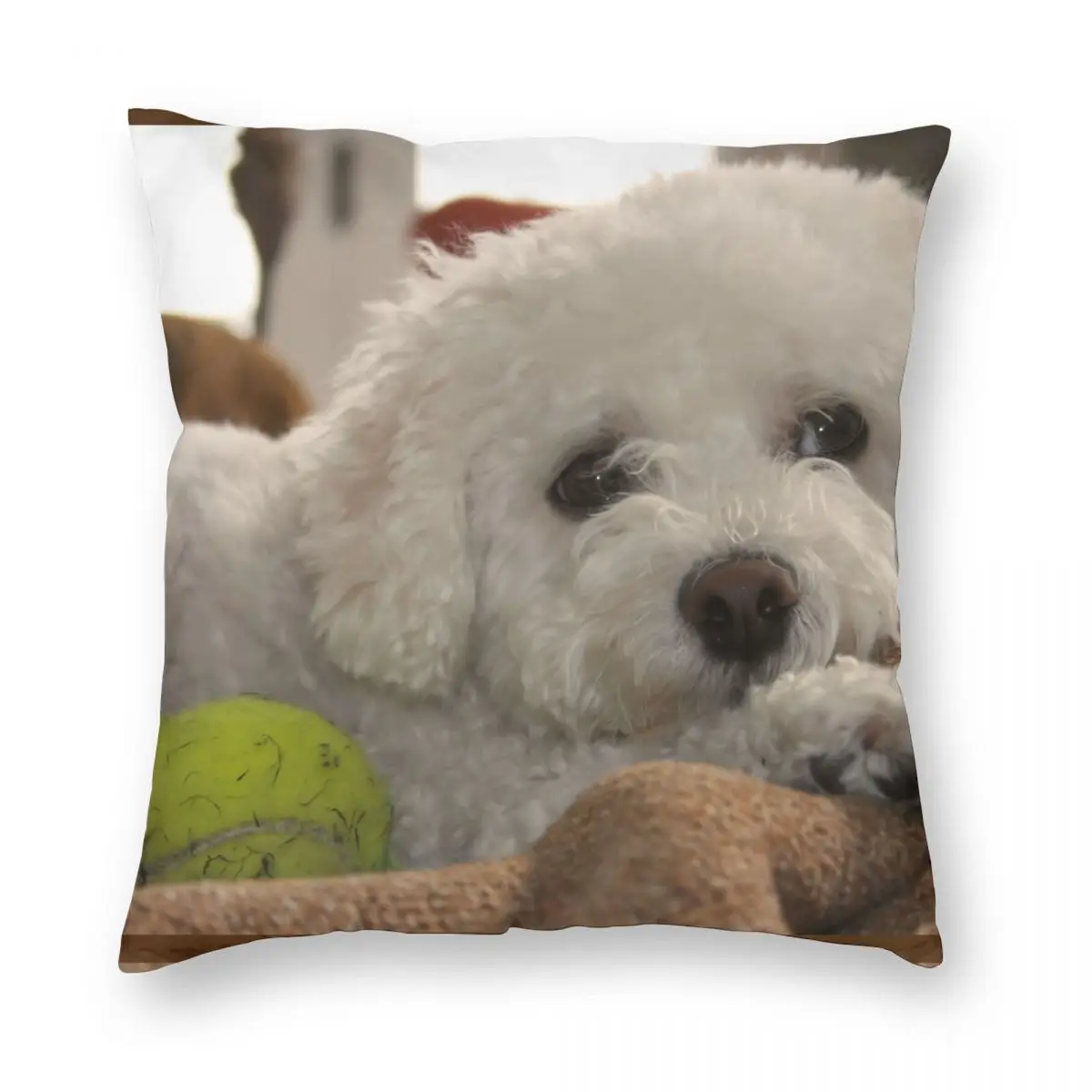 

Bored Bichon Pillowcase Polyester Linen Velvet Pattern Zip Decor Pillow Case Sofa Seater Cushion Cover