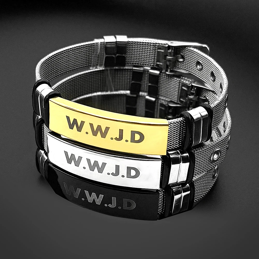 Фото Браслет WWJD (Что бы сделал Иисус) — христианское украшение, регулируемое, из нержавеющей стали, для церковных служб, повседневной носки, в подарок. №1
