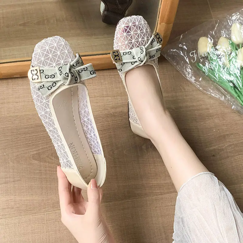 

WTEMPO Women Flats Bow Ballet Flats Shoes Slip On Flat Shoes Sweet Hollow Casual Shoes Breathble Flats Wholesale Dropshipping