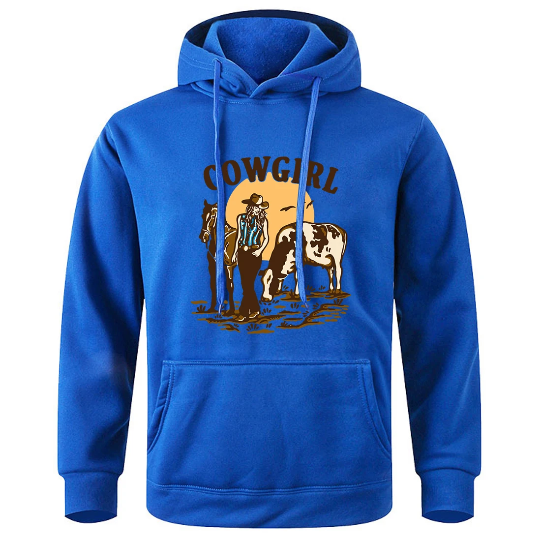 Мужская толстовка Cowgirl And Her Cow Horse Live In The West свободные мягкие толстовки