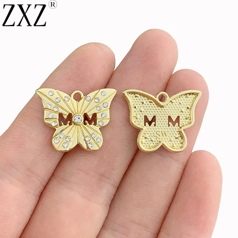 

ZXZ 10 шт., золотистая бабочка стандарта 22 мм для изготовления браслетов, ожерелий, серег, ювелирных изделий