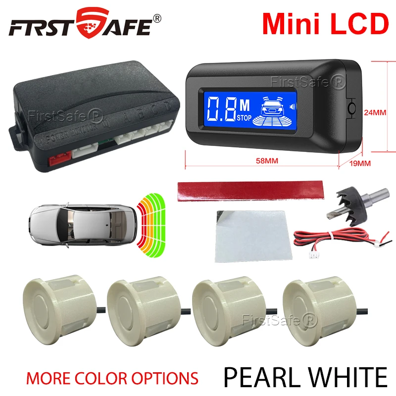 

Комплект датчиков парковки автомобиля FirstSafe Factory, мини-ЖК-дисплей с 22 мм, 4 датчиками, радар-детектор, универсальная система всех автомобилей