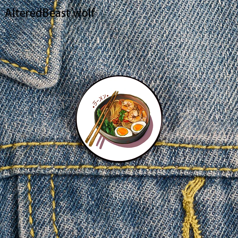 

Japanses Ramen Noodles Pin Custom Funny Brooches Shirt Lapel Bag Cute Badge Cartoon Cute Jewelry Gift for Lover Girl Friends