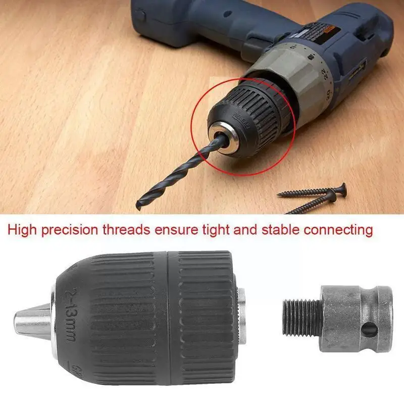 

2-13mm 1/2" 20unf Self-locking Keyless Drill Chuck Self Tighten 1/2" Drill Chuck Adaptor For Impact Wrench Conversion 1/2-2 X3Y5